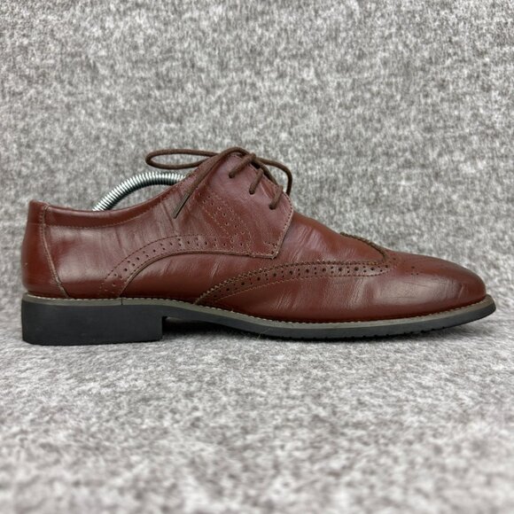 ✅Mens EU 43 Brown Brogue Dress Oxford Shoes Classic Wingtip Lace Up Derby Rubber - Picture 9 of 12